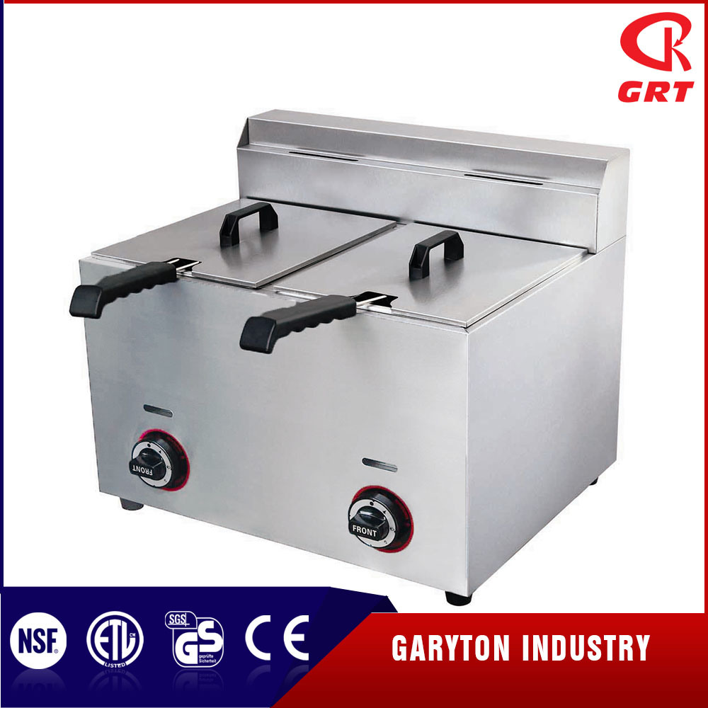 Cocina comercial 2 tanques Gas de acero inoxidable Freidora profunda (GRT-G20L)
