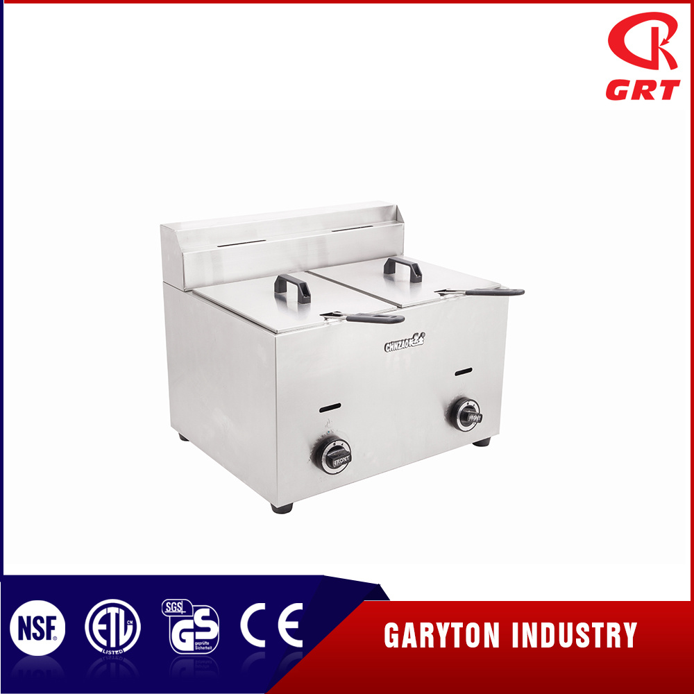Cocina comercial 2 tanques Gas de acero inoxidable Freidora profunda (GRT-G20L)