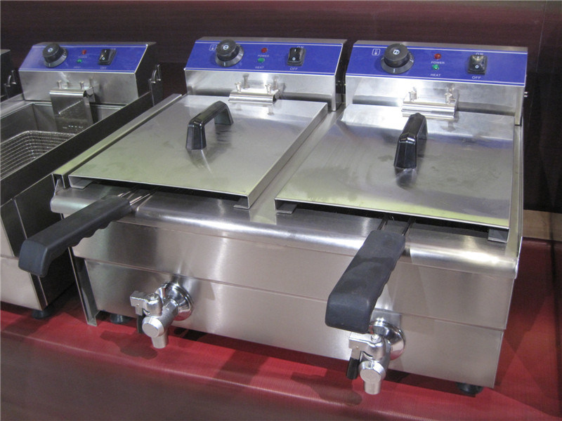 Freidora industrial de tanques dobles para freír la comida (GRT-E132V)