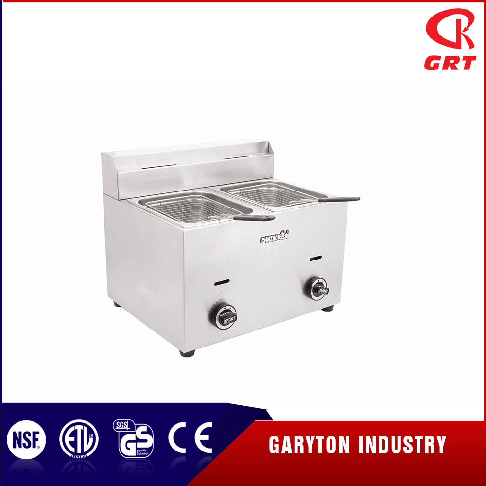 Cocina comercial 2 tanques Gas de acero inoxidable Freidora profunda (GRT-G20L)