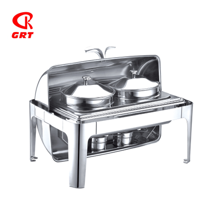 GRT-724 0.9mm Thick Stainless Steel Rectangular Chafing Dish for Soup 9L