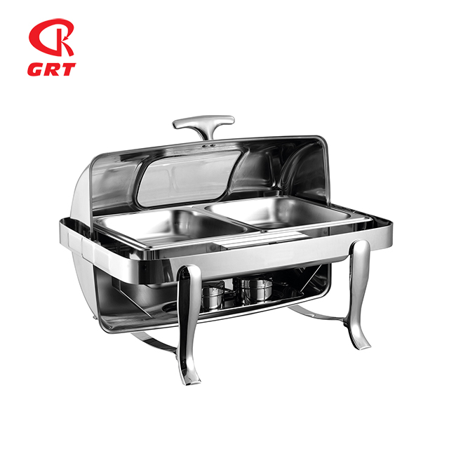 GRT6801KS Stainless Steel Visible Window Round Chafing Dish 9L 
