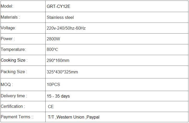 GRT-CYD12E Equipo de cocina Horno de filete comercial Electric Salamander Aroiler
