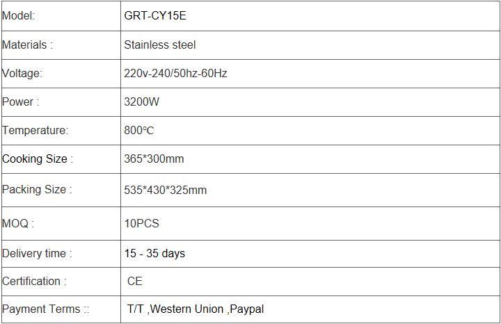GRT-CY-CY15E NUEVO DESIGN DISE&Ntilde;O ELECTRICAL SALANMANDER BROILER STEEK PARRILLE EN VENTA