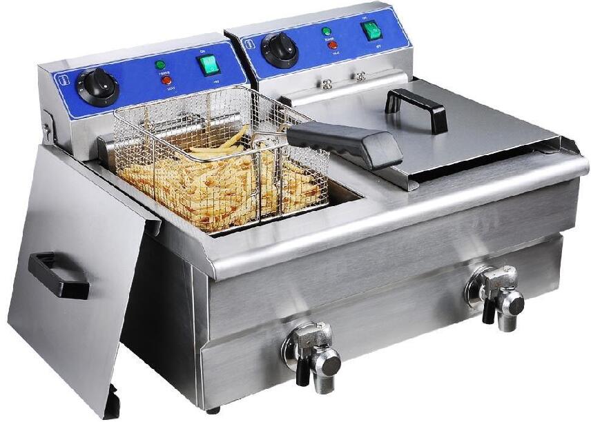 GRT-E34V Double Cylinder Frying Pan 6000W Commercial 34L Fyer Machine
