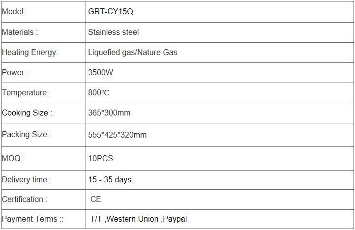GRT-CY-CY15Q Encimera Mejor Salamandra de acero inoxidable Salamander Gras