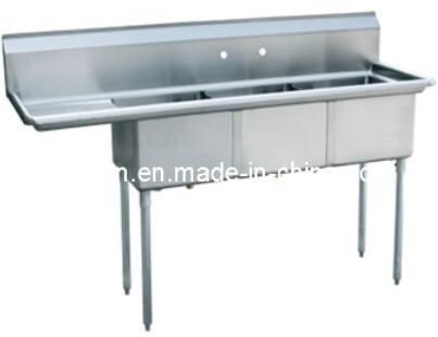 Fregadero de acero inoxidable 3 compartimento (S3-242414-24L-16)